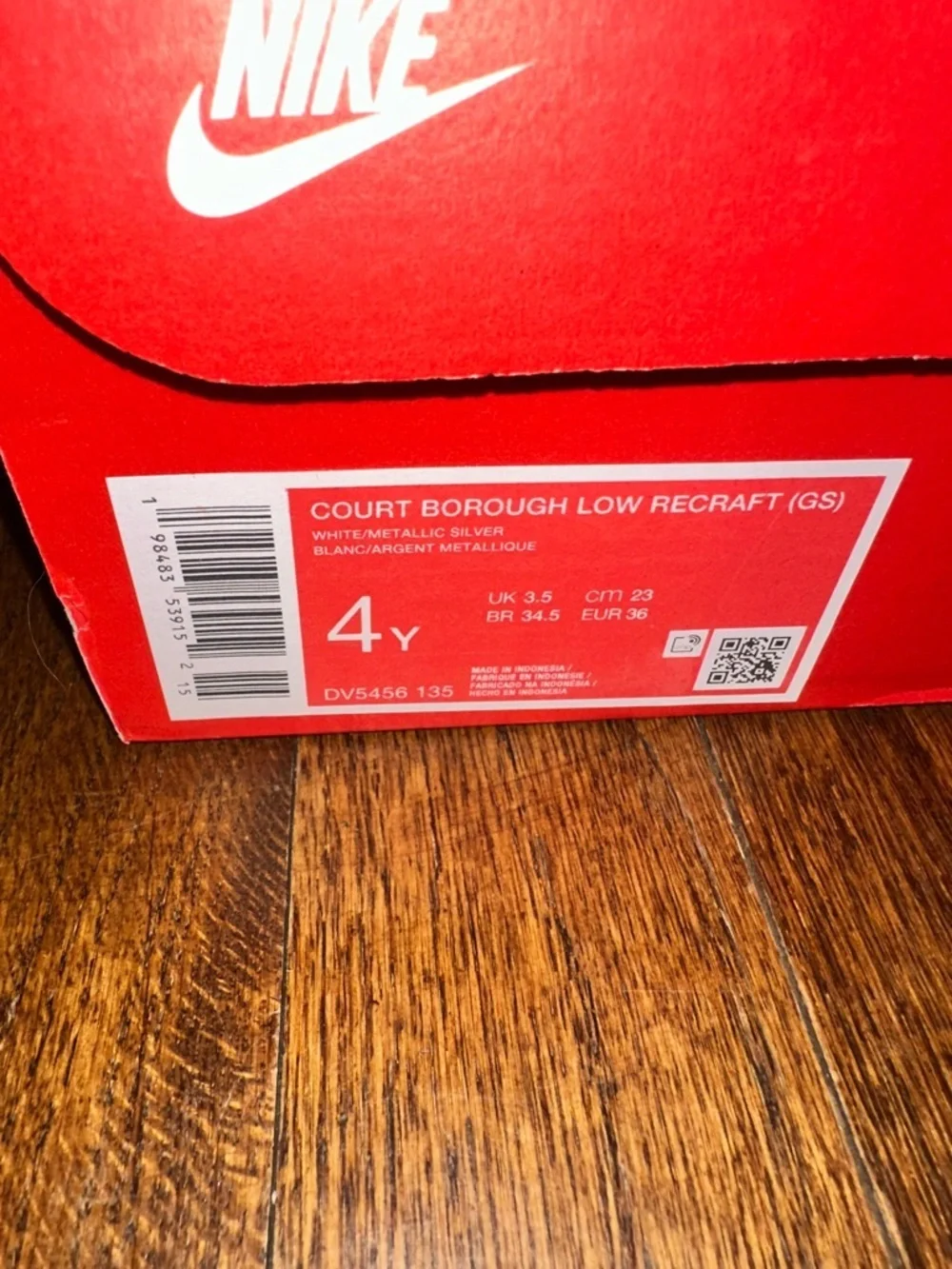 Nike Court Borough Low Recraft Sneakers in White Navy Metallic Silver - EUC 4Y